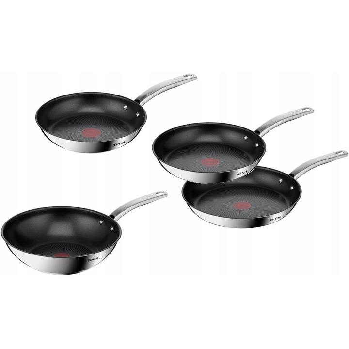 Set tigai Tefal Intuition 24/26/28cm + wok 28cm, inox, neaderenta, pentru toate tipurile de plite