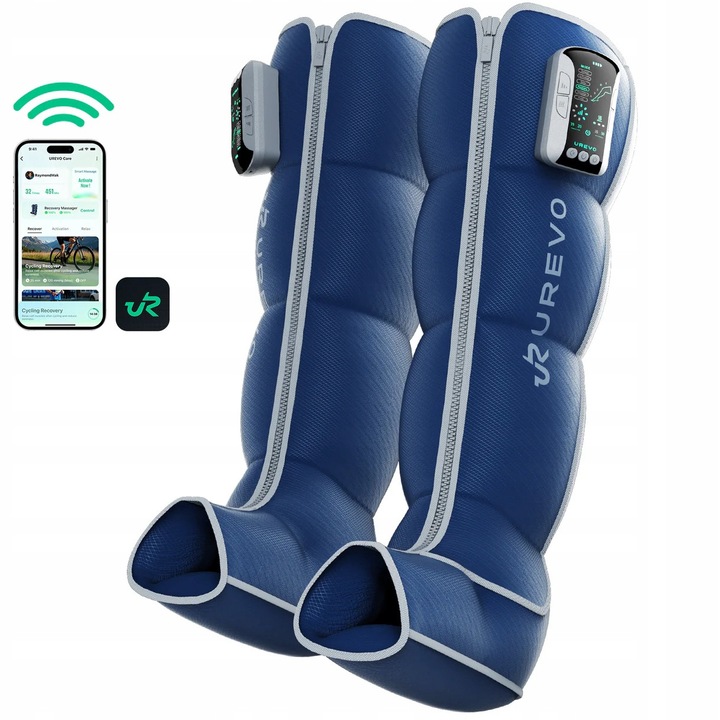 Безжичен масажор Urevo, 6 режима, отопление, AI технология, комплект за възстановяване на крака