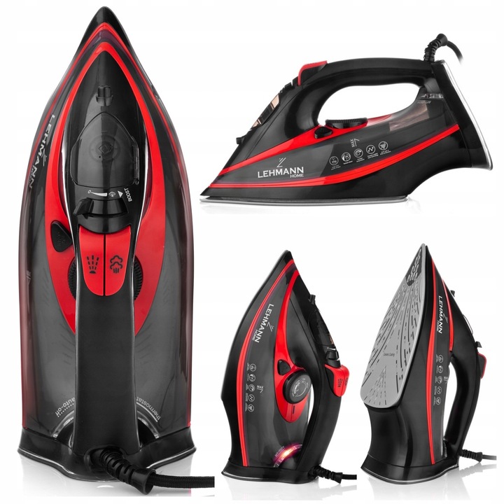 Fier de calcat cu aburi Lehmann Strokkur V2, 3000W, talpa ceramica, sistem Anti-Drip, 13,7x31,5x15,7cm