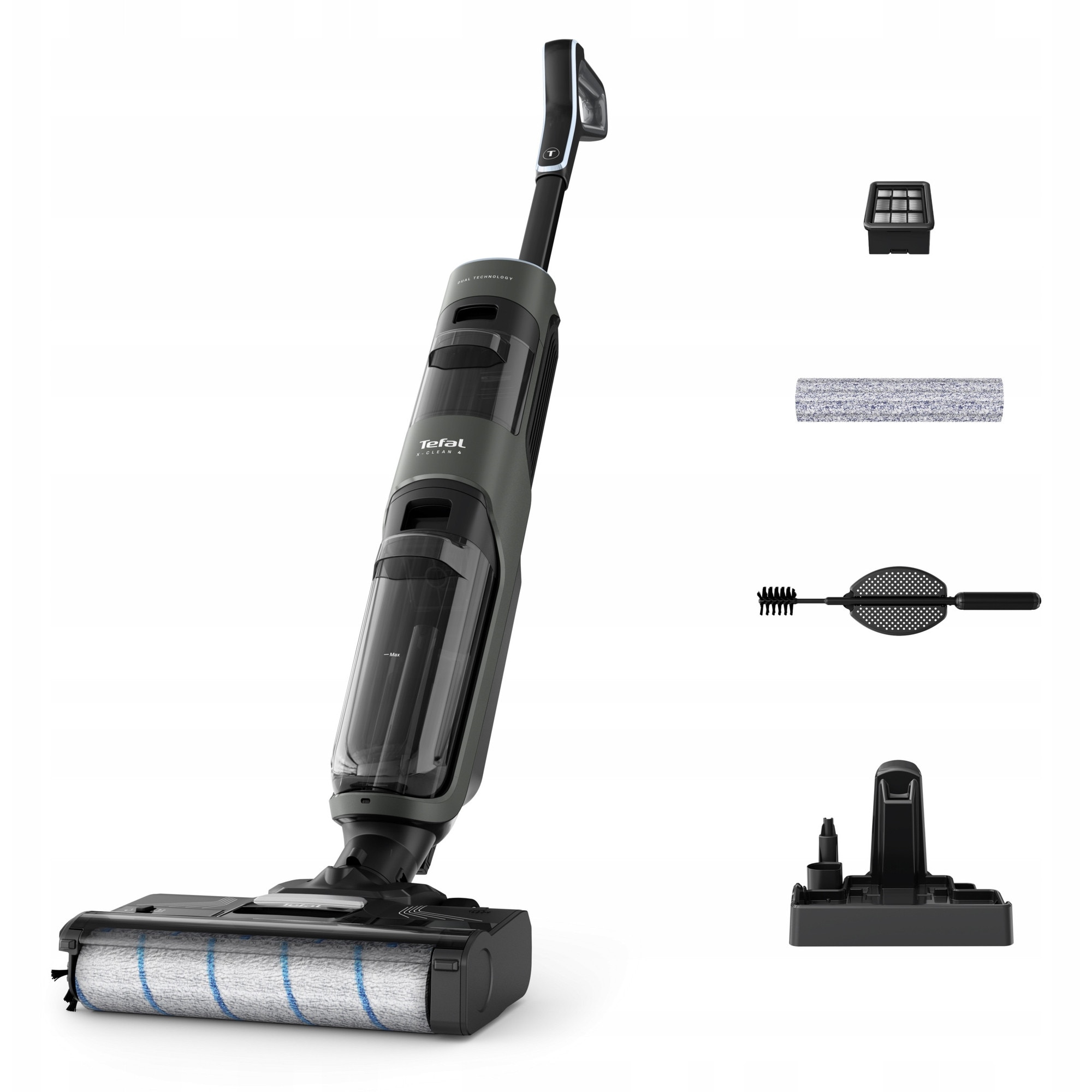 Aspirator vertical fără fir, Tefal, Negru, 450 ml