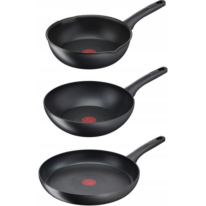 Set tigai Tefal Ultimate 32cm, Wok 28cm, Multipan 26cm, rezistenta indelungata, compatibilitate cu toate tipurile de plite