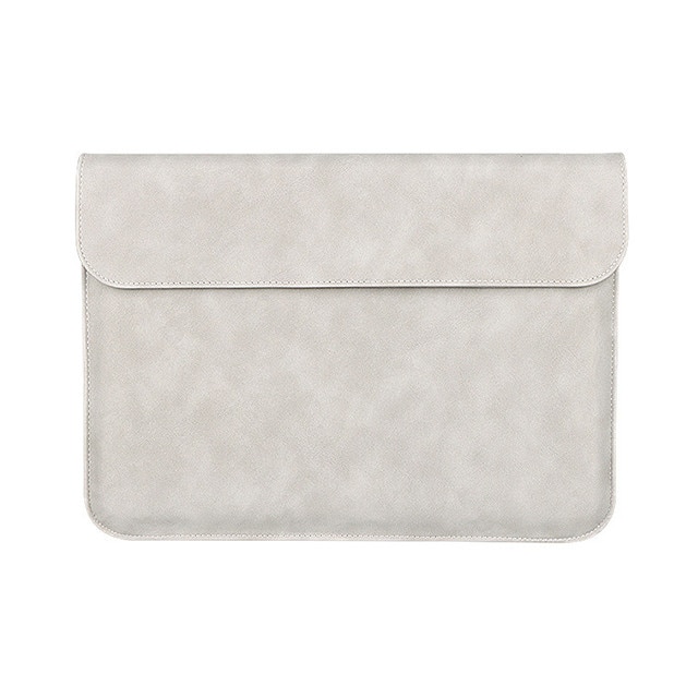 Husa protectie laptop 14.1"/15.6", piele ecologica, inchidere magnetica orizontala, gri deschis