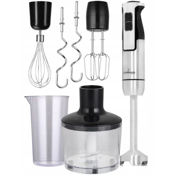 Ръчен пасатор Lehmann, 1200W, 8 скорости, 860мл, бял