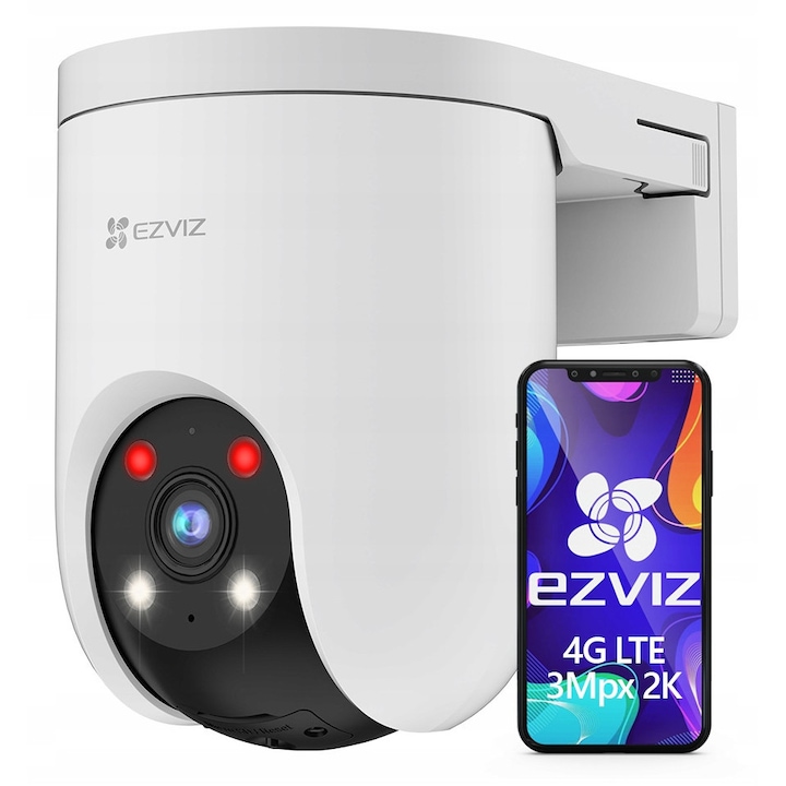 Ротационна камера за наблюдение EZVIZ H8c 4G, 3MPx, 360°, WiFi, размери 265x225x48mm