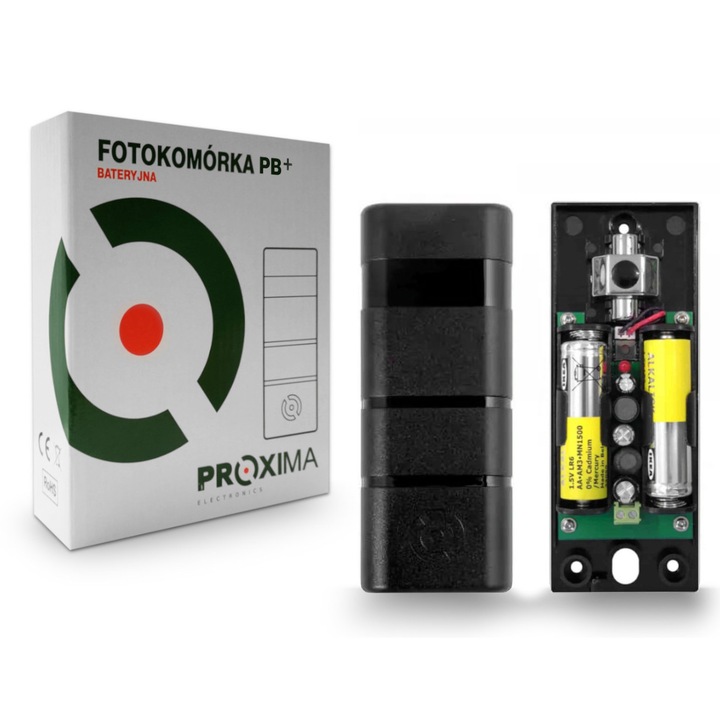 Set fotocelule Proxima PB+, alimentare 12-24V AC/DC, raza de actiune 10m, dimensiuni 50x127x28mm