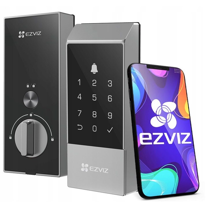 Zavor inteligent EZVIZ DL04, acces fara cheie, Wi-Fi, automatizare, set complet