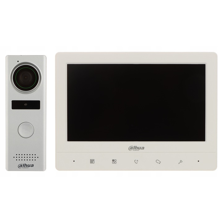 Комплект видеодомофон 7", Dahua, 1.3 Mpx, IP66, бял, 46x131x34mm, 183x134x18mm