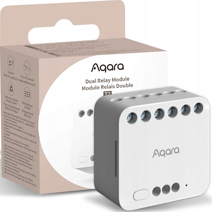 Modul de control Aqara Dual Relay T2 ZigBee, alb, 45,5x48x24mm, set complet
