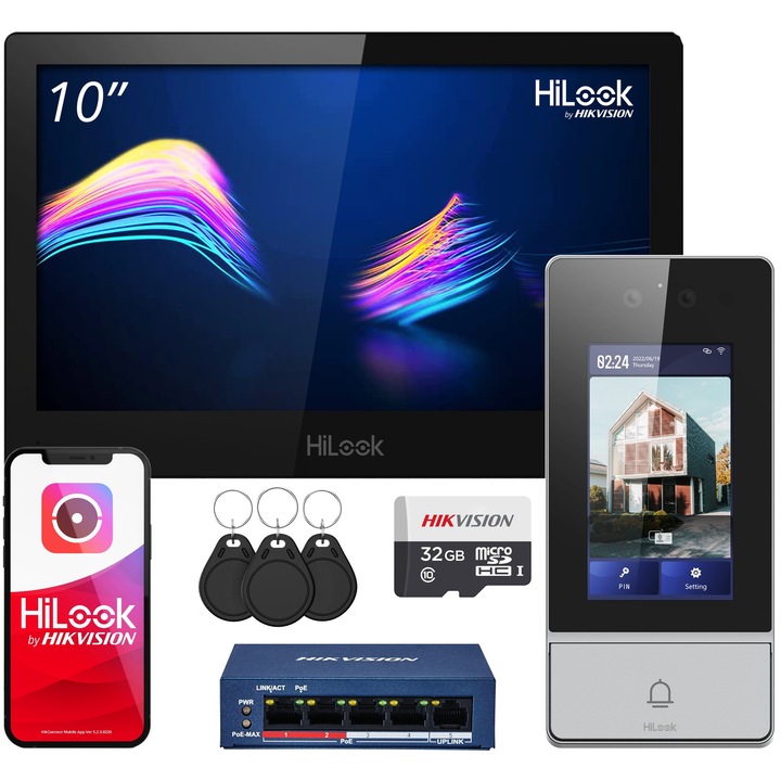 Videointerfon IP 10'' IP-VIS-ULTRA HiLook Hikvision Poarta Bariera Cod WiFi