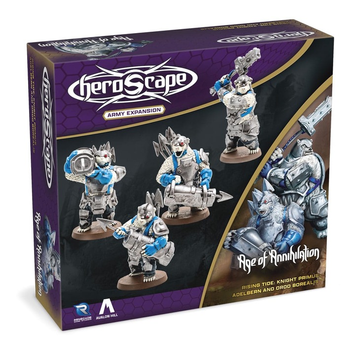 Heroscape - Ekspansie Rising Tide: Set Rycerz Primus Adelbern si Ordo Borealis, Jocuri de societate, Multicolor, 2-4 jucatori