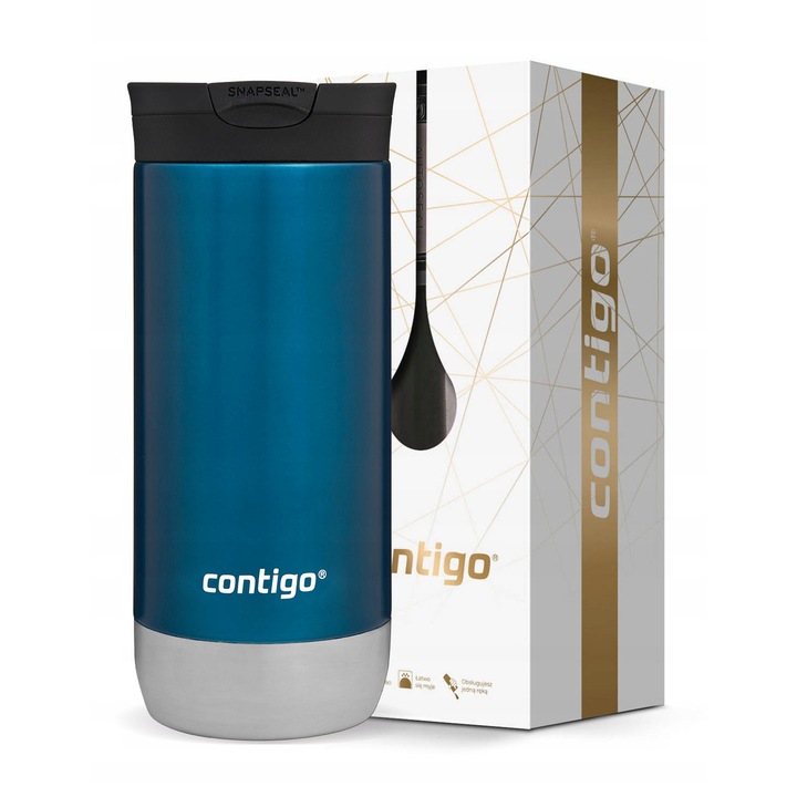 Set cana termica Contigo Huron 2.0, 470ml, albastra, cu cutie eleganta, 8,5x20x8,9cm