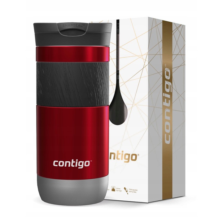 Set cana termica Contigo Byron 470ml, rosie, cu cutie eleganta