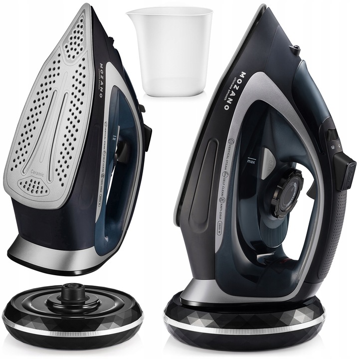 Fier de calcat fara fir Mozano Ultimate Smooth 2600W, ceramica, abur 25g/min, auto-curatare, 33x16x12cm