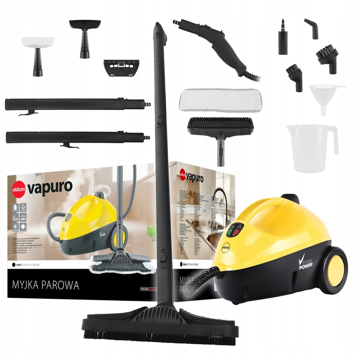 Myjka parowa Eldom CM2000, 1500W, 1.2L, set complet de accesorii, curatare ecologica