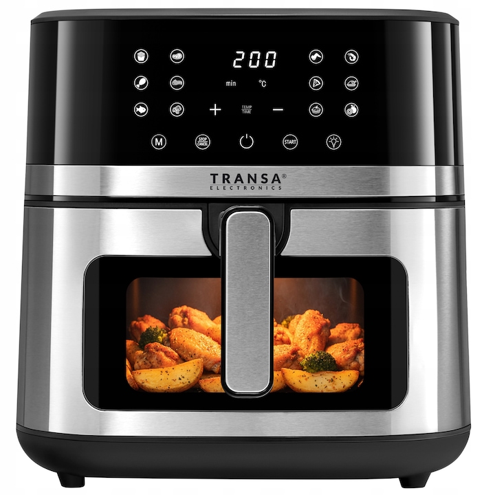 Friteuza beztusa Transa Electronics SimpleFry Medium, 6 programe automate, 5L, inox, negru-silver