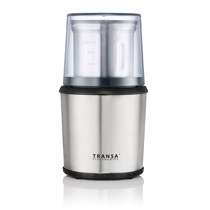 Електрическа мелничка и чопър 2в1 Transa Electronics, 300W, 100g, 9,5x11cm, сив, за кафе на зърна, билки, ядки