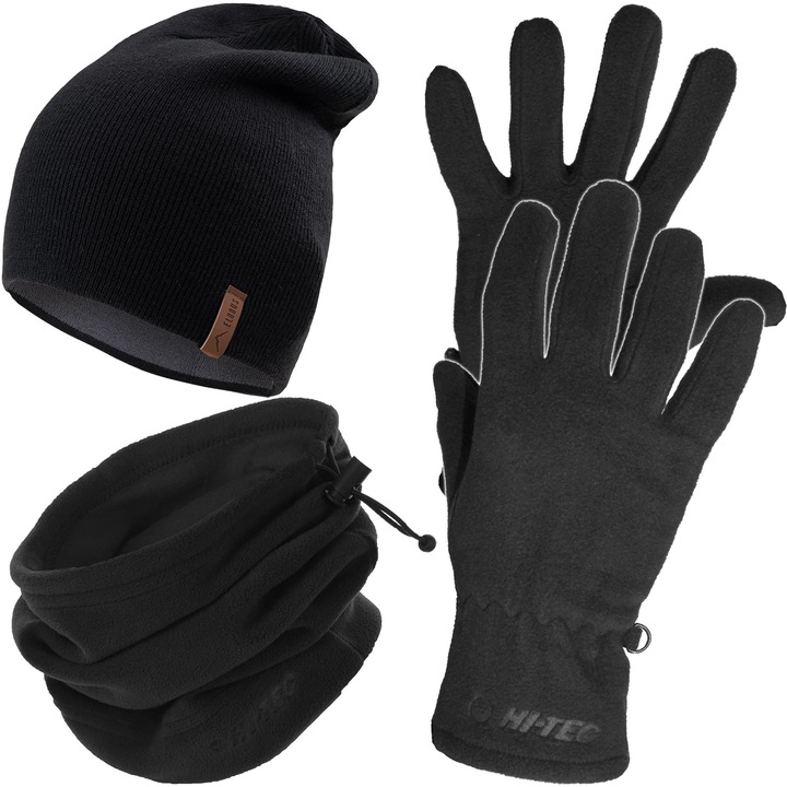 Set Caciula Trend, Komin Polar ARAS, Manusi Salmo, Negru, Marime Unica