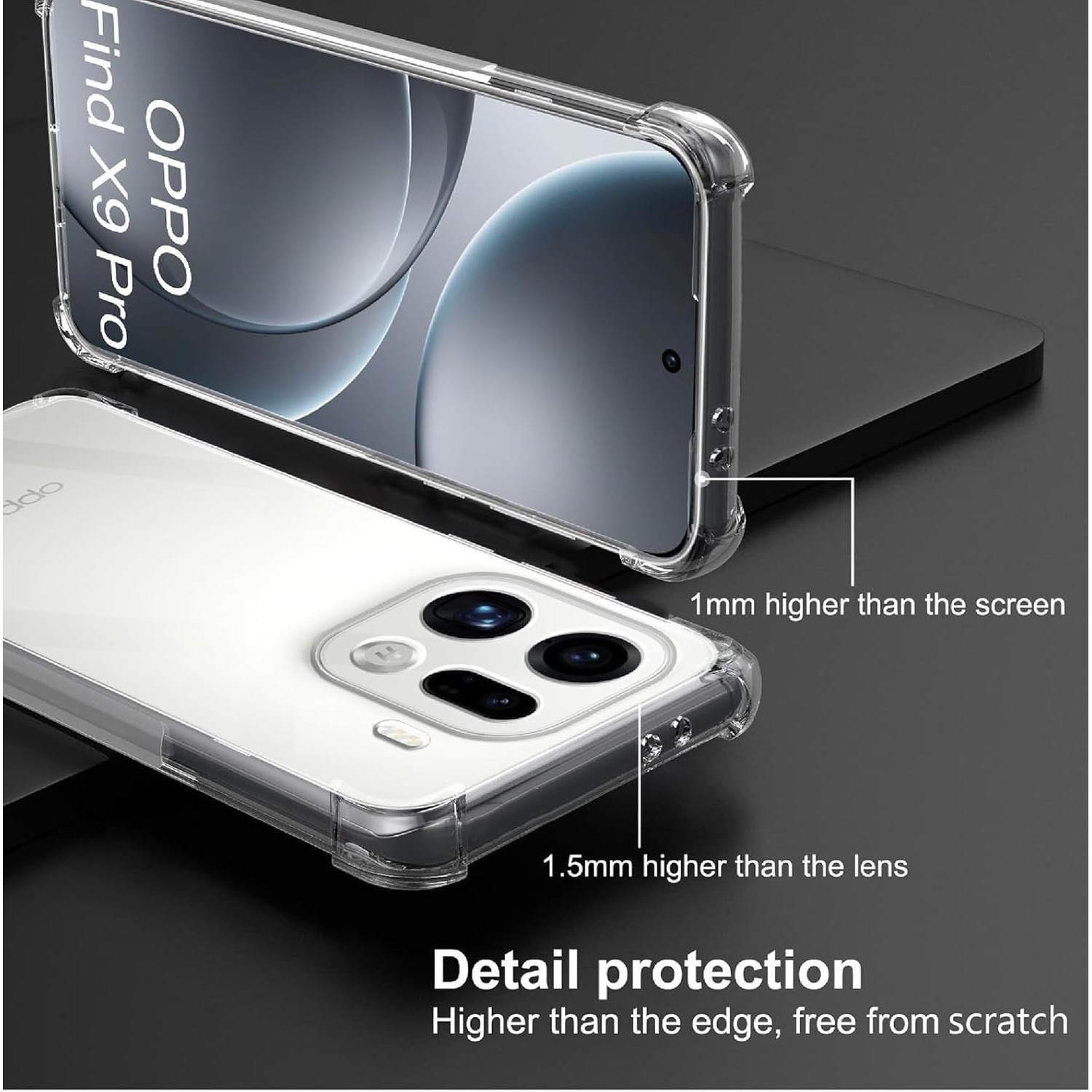 Husa pentru Oppo Find X9 Slim Anti-Shock 1.5mm reinforced 4 corners, transparenta