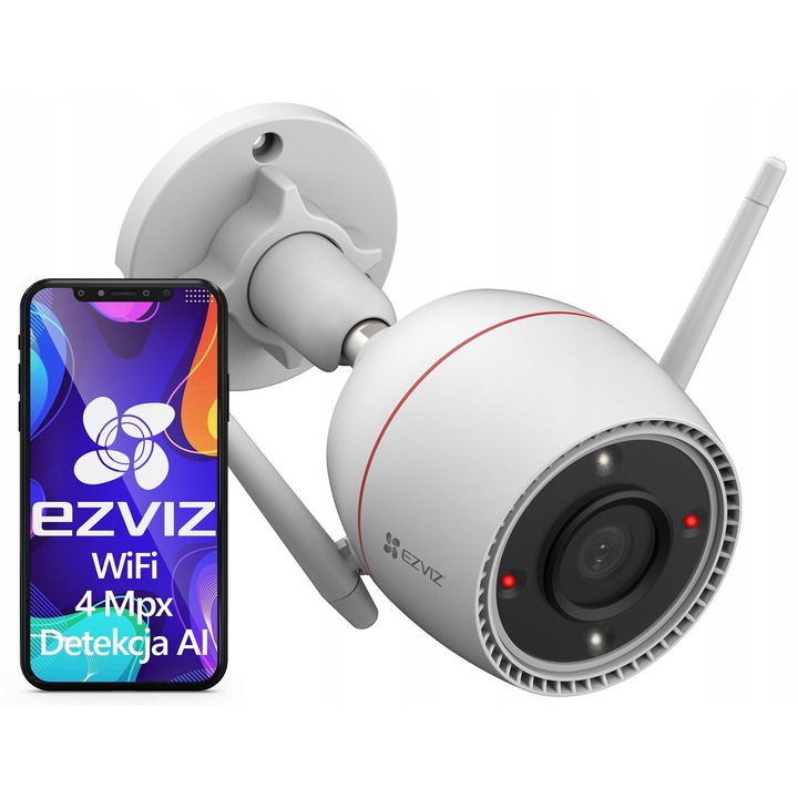 WiFi камера за наблюдение 4Mpx H3c, AI 2.0 детекция, цветно нощно виждане, IP67, 72x72x157mm