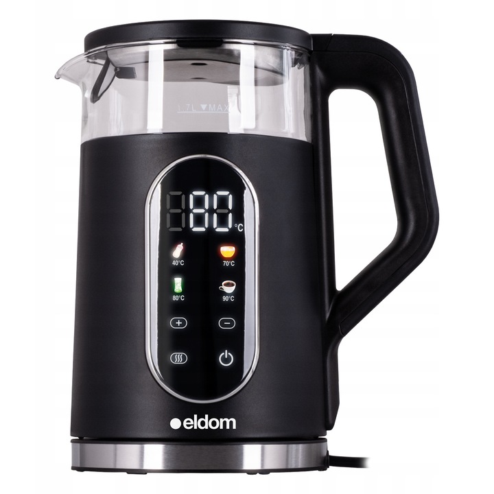 Fierbator electric fara fir C560, 1,7L, 13 niveluri temperatura, sticla si plastic, set complet