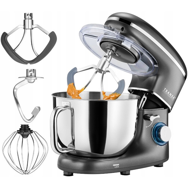 Robot de bucatarie Transa Electronics GrayChef, 2200W, 6L, 3 accesorii, gri