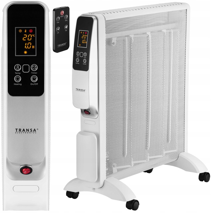 Transa Electronics elektromos hősugárzó, 2000W, 30perc-12óra időzítő, távirányító, fehér, 54,5x55x8cm, komplett szett