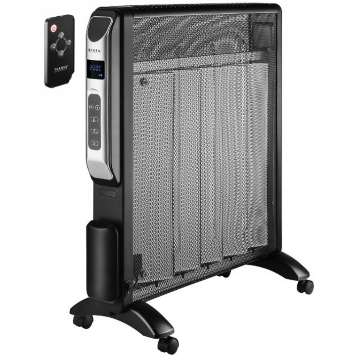 Transa Electronics vékony infravörös fűtőtest, 2500W, fekete, időzítővel és távirányítóval, komplett készlet