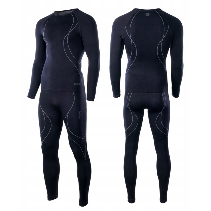 Set lenjerie termoactiva barbati Hi-Tec IKAR, negru/gri