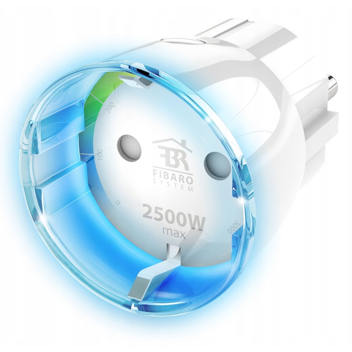 Priza perete FIBARO FGWPF-102, monitorizare consum energie, protectie impotriva suprasarcinii, alb