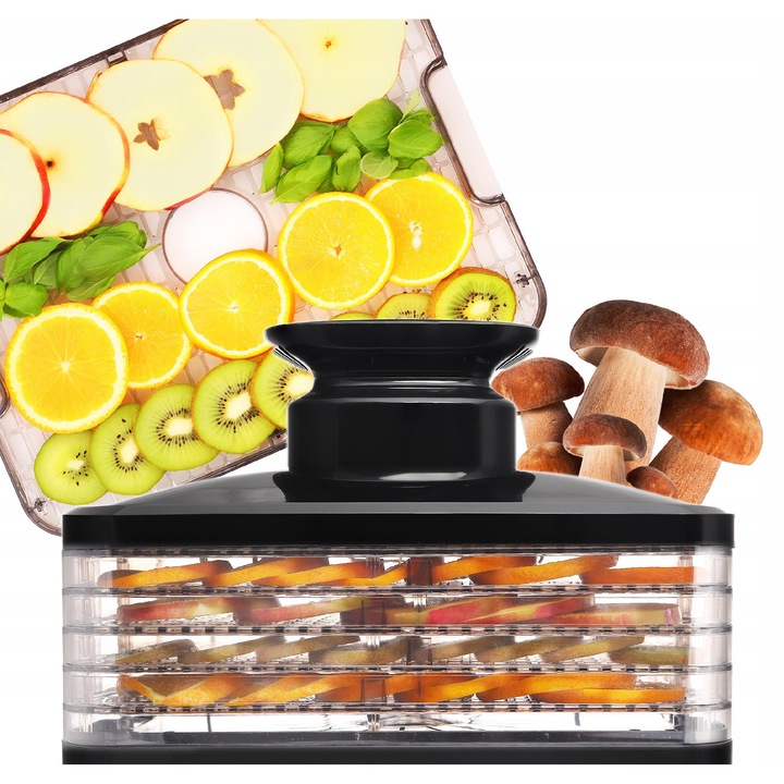 Deshidrator de alimente Eldom SG520, 5 tavi, 32x25cm, control electronic, 35-70°C, compact