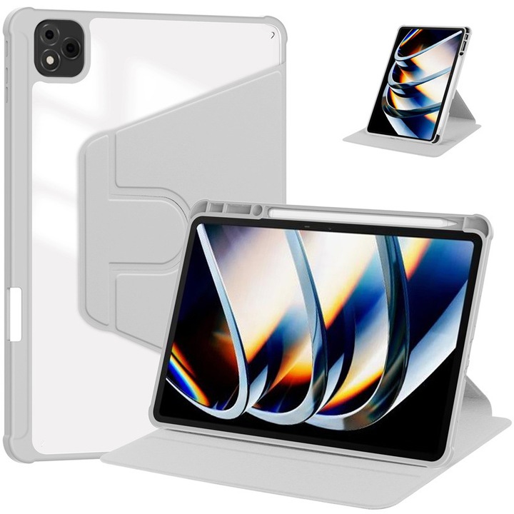 Калъф за таблет, силиконов, съвместим с Xiaomi Pad 7/7 pro 11.2 инча, въртящ се на 360°, сив
