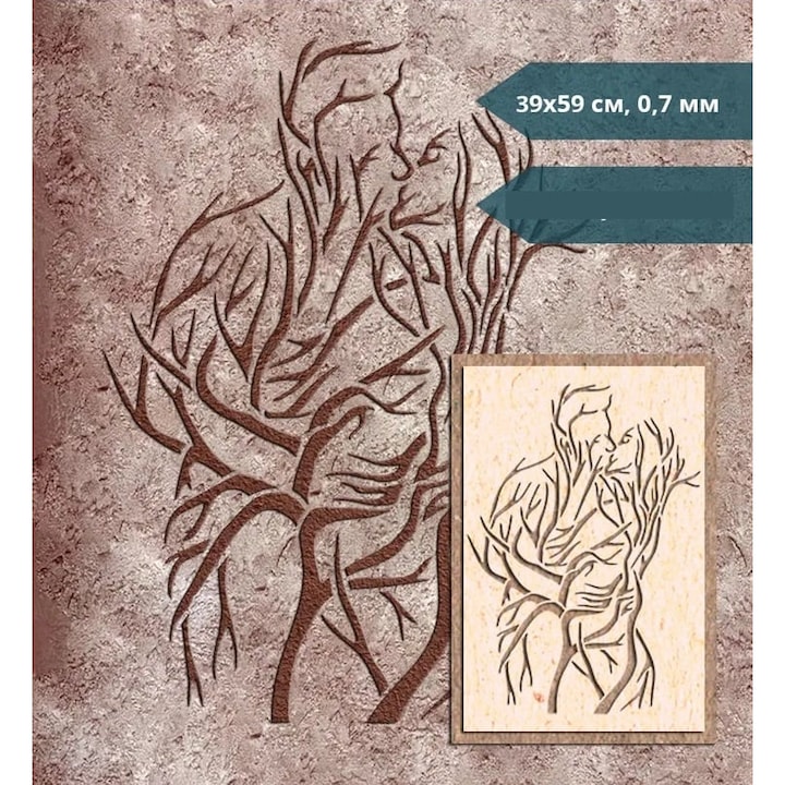Sablon Perete vopsire, tencuiala model Sarutul Crengilor de Copac MXSP7654 marime 390 x 590 mm
