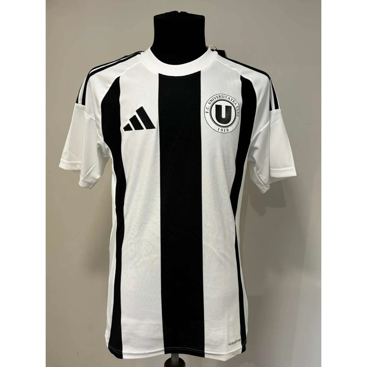 Tricou clasic, Adidas, Bumbac, Poliester, Alb/Negru, M INTL