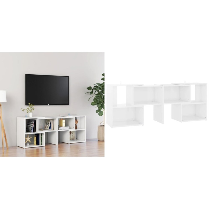 Comoda TV, alb extralucios, 104x30x52 cm, PAL