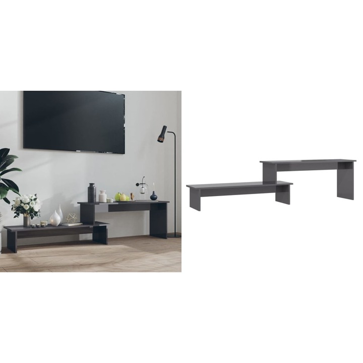 Comoda TV, gri extralucios, 180x30x43 cm, PAL