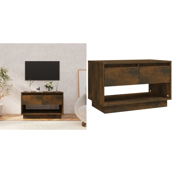 Comoda TV, stejar fumuriu, 70x41x44 cm, PAL