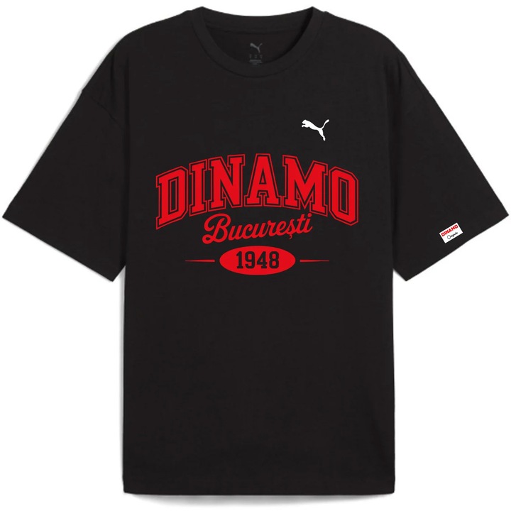 Tricou Oversized Adulti Dinamo Bucuresti, Negru, Rosu/Negru