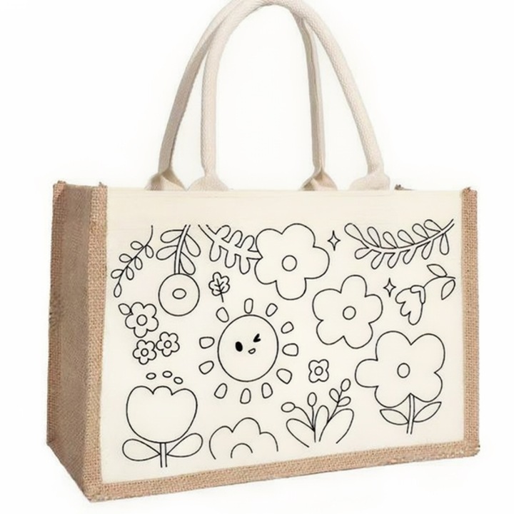 Set pictura sac din in 24x33x12cm alb