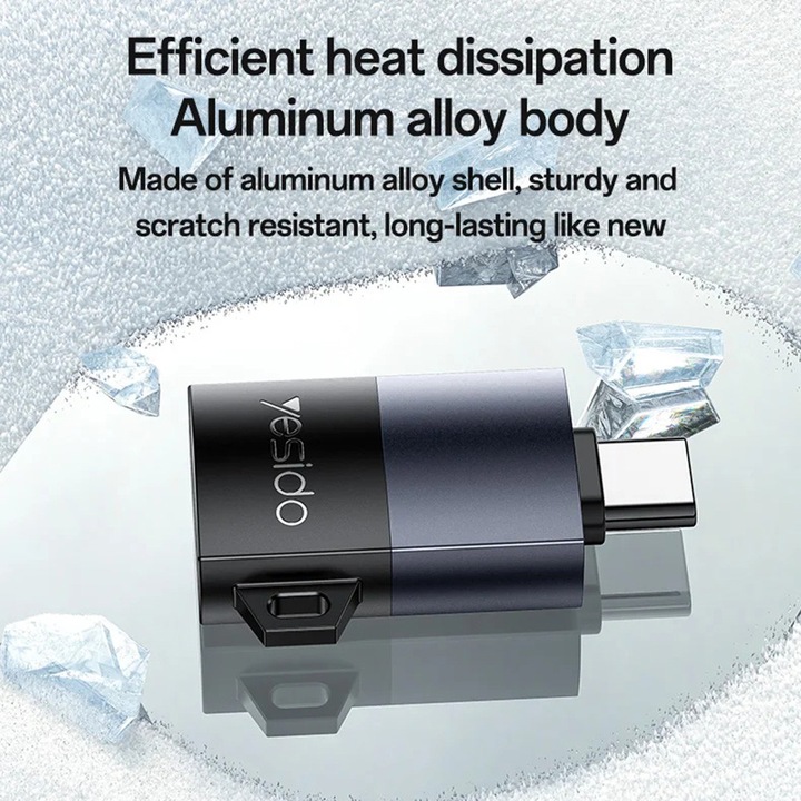 Cititor de Carduri Yesido – Type-C High-Speed, Suport pana la 1TB, Compatibil micro SD Card, Plug & Play, Constructie din Aliaj de Aluminiu, Negru