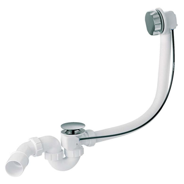 Set sifon de baie cu preaplin si capac automat, McAlpine, 1.1/2"x40/50mm, crom, 1000mm