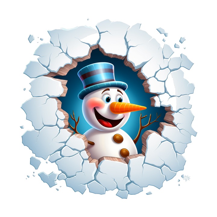 Sticker Om De Zapada Cu Palarie Albastra Si Fundal Alb Craciun, Autoadeziv, Craciun, Cri-Flo, dimensiune 25 cm