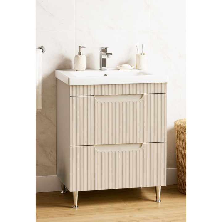 Mobilier baie BADENMOB, seria 733, 60x46x54cm, sertare, Crem