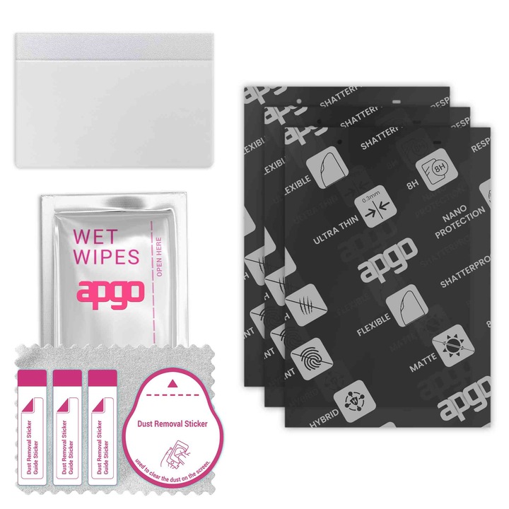 3x apgo MATTE sticla de protectie hibrida compatibila cu Lenovo Tab 4 8, sticla nano flexibila, inlocuire excellenta pentru sticla temperata