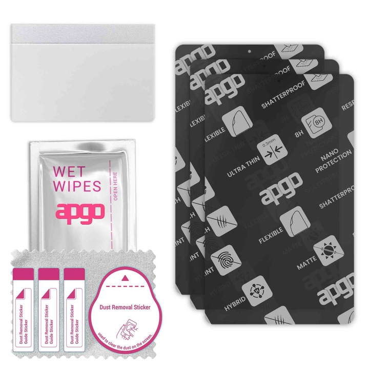 3x apgo MATTE sticla de protectie hibrida compatibila cu TCL 10 TabMid 4G, sticla nano flexibila, inlocuire excellenta pentru sticla temperata