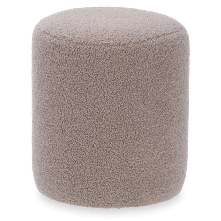 Taburet cilindru Giftdecor, 32 x 36 cm, Textil Sheepskin, cadru MDF, culoare Maro