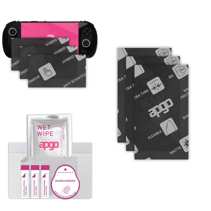 3x apgo MATTE sticla de protectie hibrida compatibila cu Ayaneo Pocket Evo, sticla nano flexibila, inlocuire excellenta pentru sticla temperata