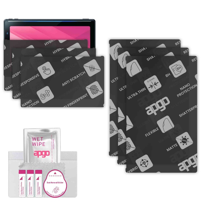 3x apgo MATTE sticla de protectie hibrida compatibila cu Pioneer SPH-EVO107DAB-UNI2, sticla nano flexibila, inlocuire excellenta pentru sticla temperata