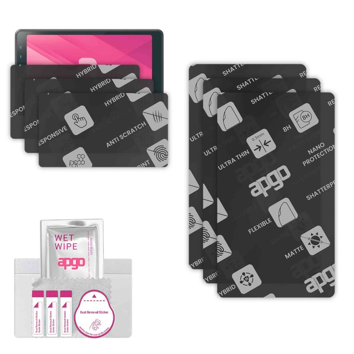 3x apgo MATTE sticla de protectie hibrida compatibila cu Pioneer SPH-EVO98DAB-C, sticla nano flexibila, inlocuire excellenta pentru sticla temperata