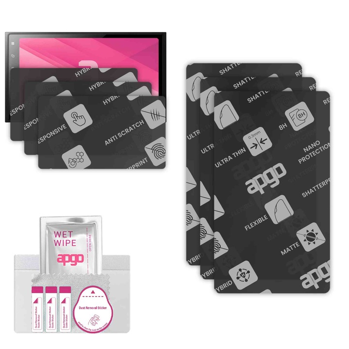 3x apgo MATTE sticla de protectie hibrida compatibila cu Pioneer SPH-EVO93DAB-UNI, sticla nano flexibila, inlocuire excellenta pentru sticla temperata