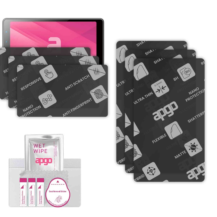 3x apgo MATTE sticla de protectie hibrida compatibila cu Pioneer SPH-EVO950DAB-UNI2, sticla nano flexibila, inlocuire excellenta pentru sticla temperata